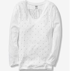 Victoria secret PINK long sleeve jeweled top NWT S